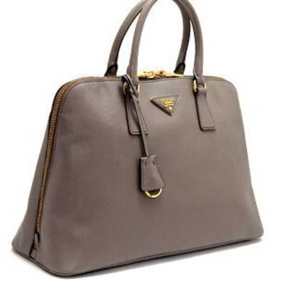 Prada handbag triangle logo Saffiano leather gray - Picture 2 of 6